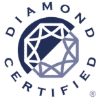 Circular badge with diamond and text