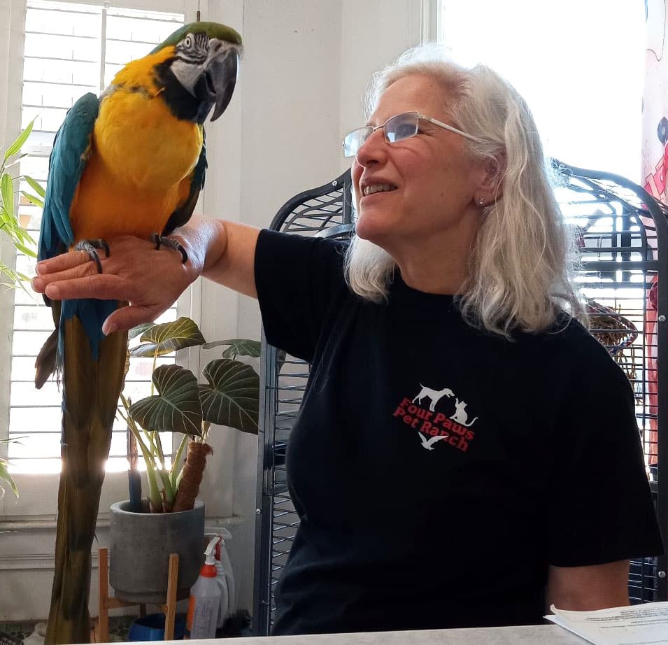 staff member with pet bird